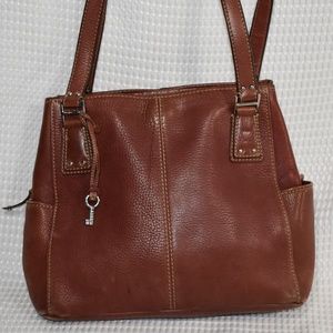 Fossil Med-Brown Leather Shoulder Bag